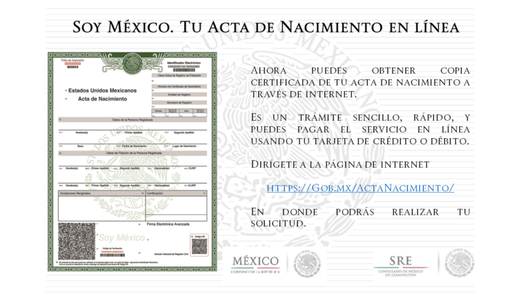Pasos Para Obtener Copia Certificada De Tu Acta De Nacimiento Por Internet Infórmate Y Más 0687