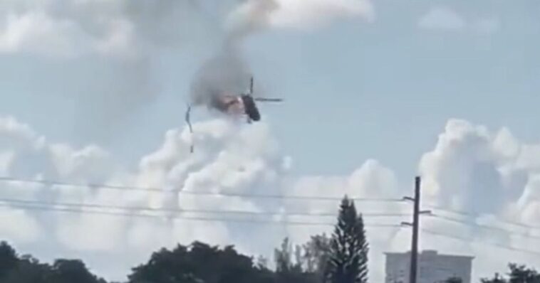 Helicóptero de bomberos choca contra departamento en florida