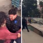 Policías golpean a jóvenes