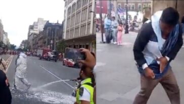 (VIDEO): Hombre intenta prenderse fuego en Zócalo de CDMX