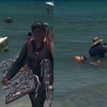 (VIDEO): Vendedor de paletas entra al mar para buscar clientes