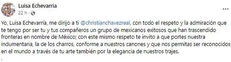 luisa echeverria aguirre responde a la polémica de Christian Chávez