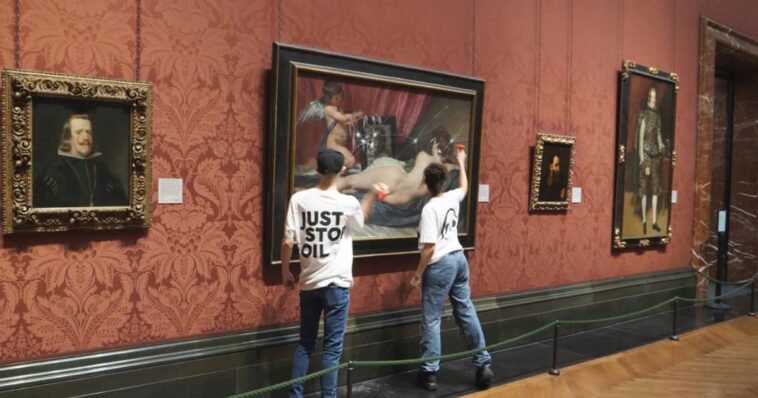 (VIDEO): Activistas atacan pintura del pintor Diego Velázquez