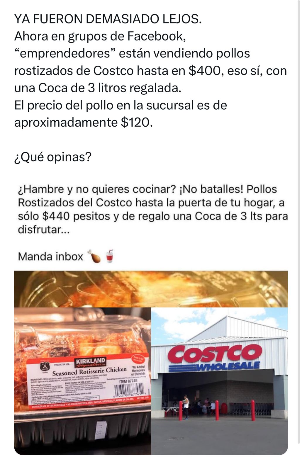 Adiós pasteles, hola pollos rostizados de Costco 