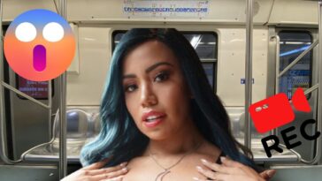 Mujer Luna Bella graba contenido para adultos en Metro de CDMX