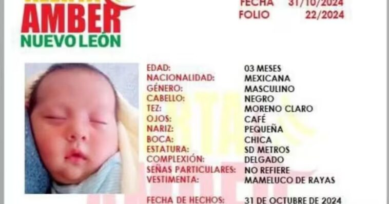 Raptan a bebé de tres meses en Nuevo León