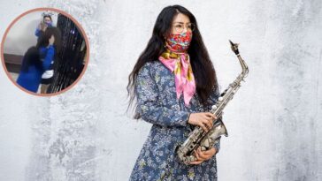 Captan presunta agresión de la saxofonista María Elena Ríos hacia mujer